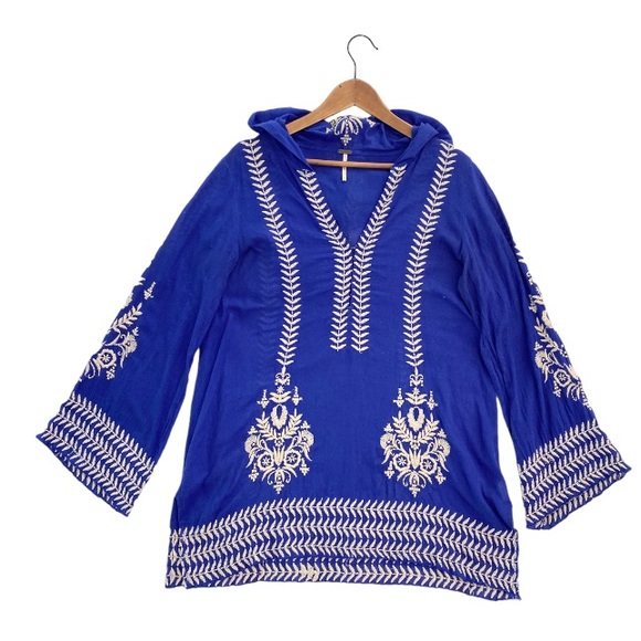 Free People Blue Embroidered Tunic - Picture 1 of 14